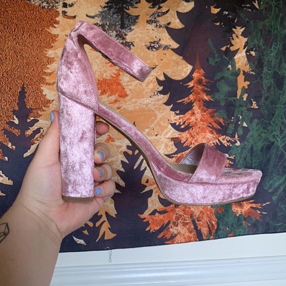 Forever 21 Pink Velvet Heels - Picture 3 of 8